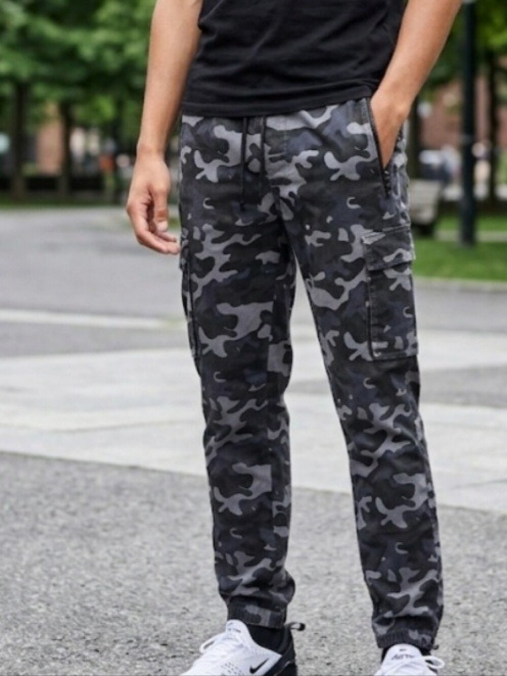 Dogg Supply Mens Stealth Camo Drawstring Cotton Blend Cargo Joggers Size XS
